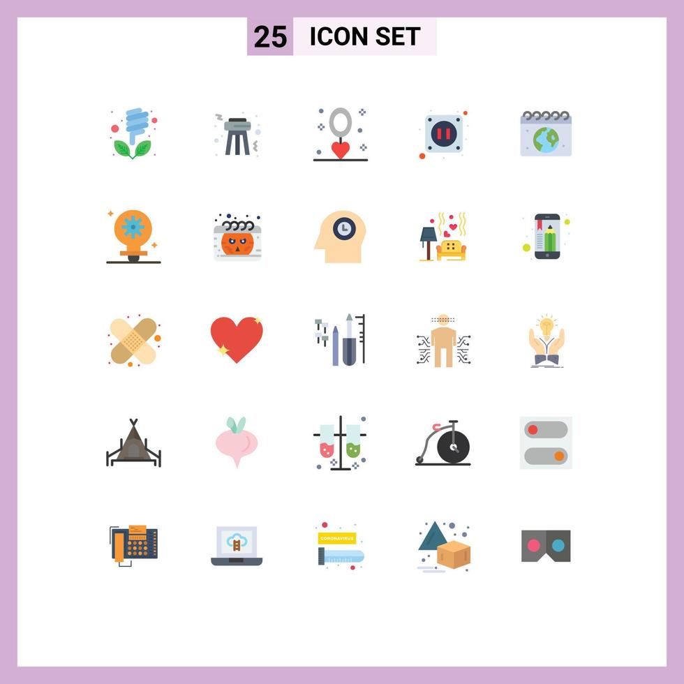 paquete de iconos de vector de stock de 25 signos y símbolos de línea para elementos de diseño de vector editables eléctricos de toma de evento de tierra de calendario