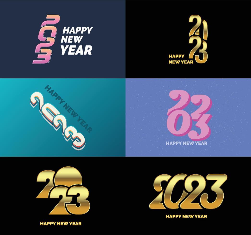 Big Collection of 2023 Happy New Year symbols Cover of business diary for 2023 with wishes vector