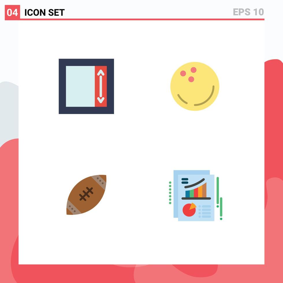 Modern Set of 4 Flat Icons Pictograph of field football ball strike rugby Editable Vector Design Elements