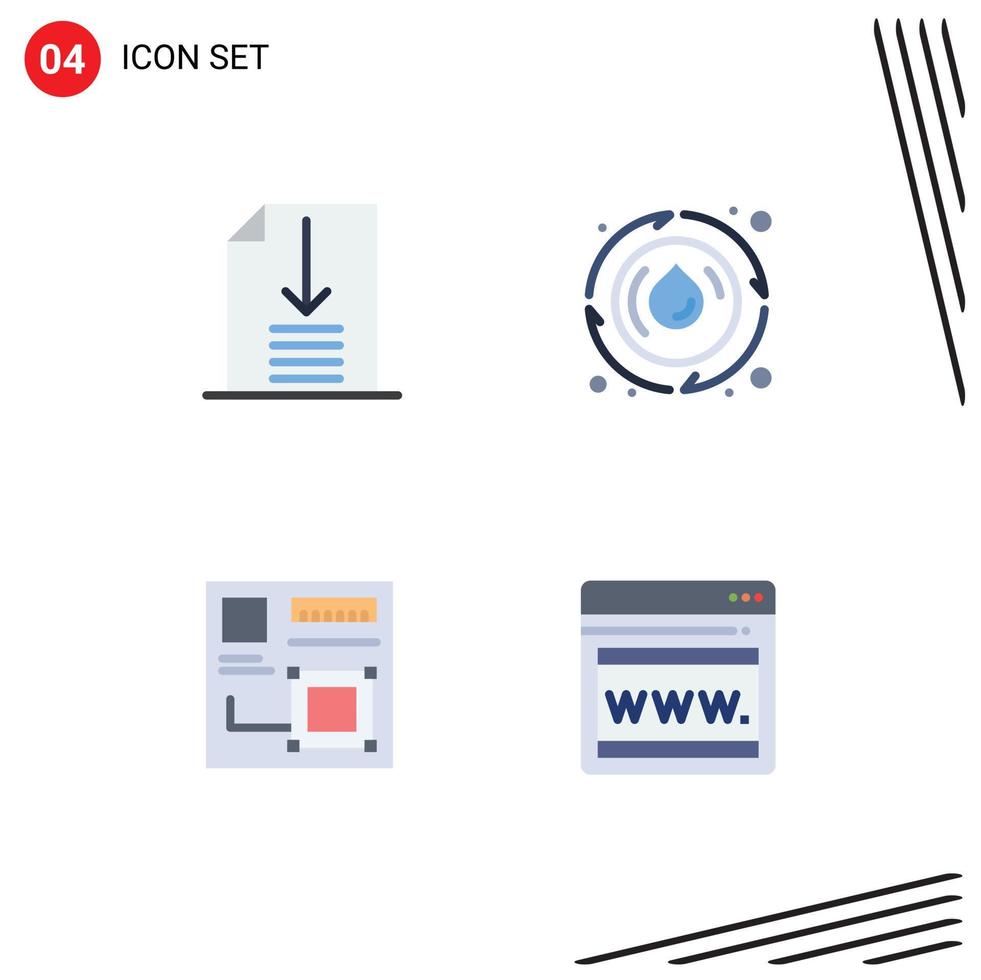 Pack of 4 creative Flat Icons of down design droop energy web Editable Vector Design Elements