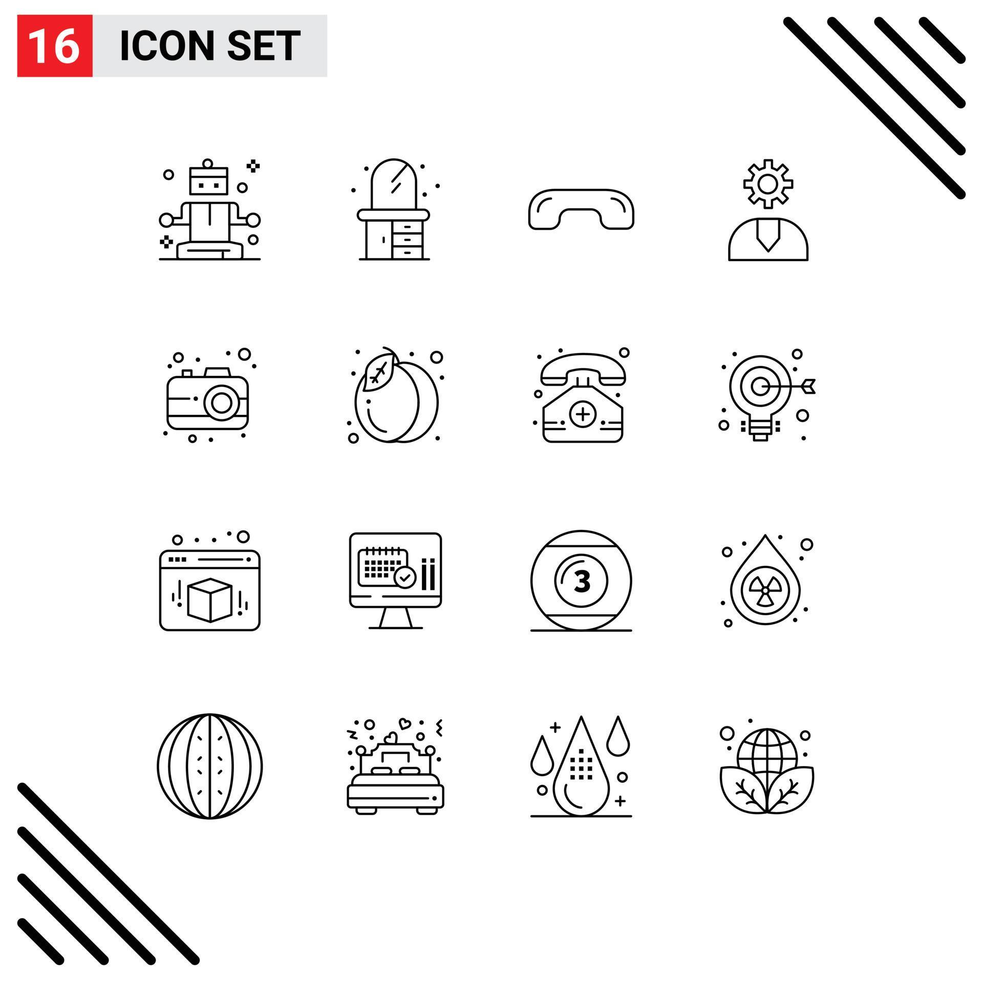 16 Creative Icons Modern Signs and Symbols of interface support hang up