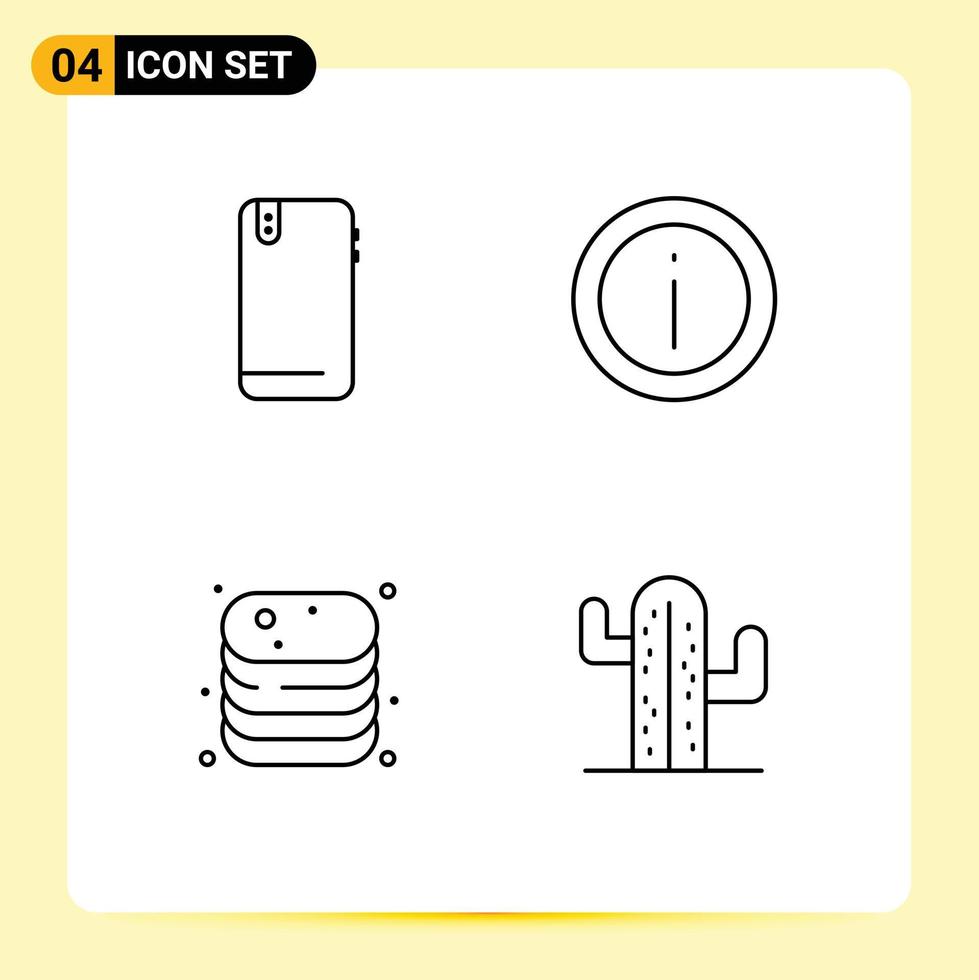 paquete de interfaz de usuario de 4 colores planos básicos de línea completa de soporte telefónico información de Android elementos de diseño vectorial editables enlatados vector