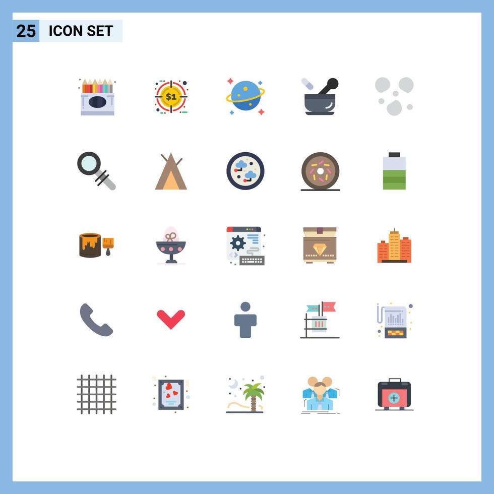 Group of 25 Modern Flat Colors Set for ice soup target medicine hospital Editable Vector Design Elements
