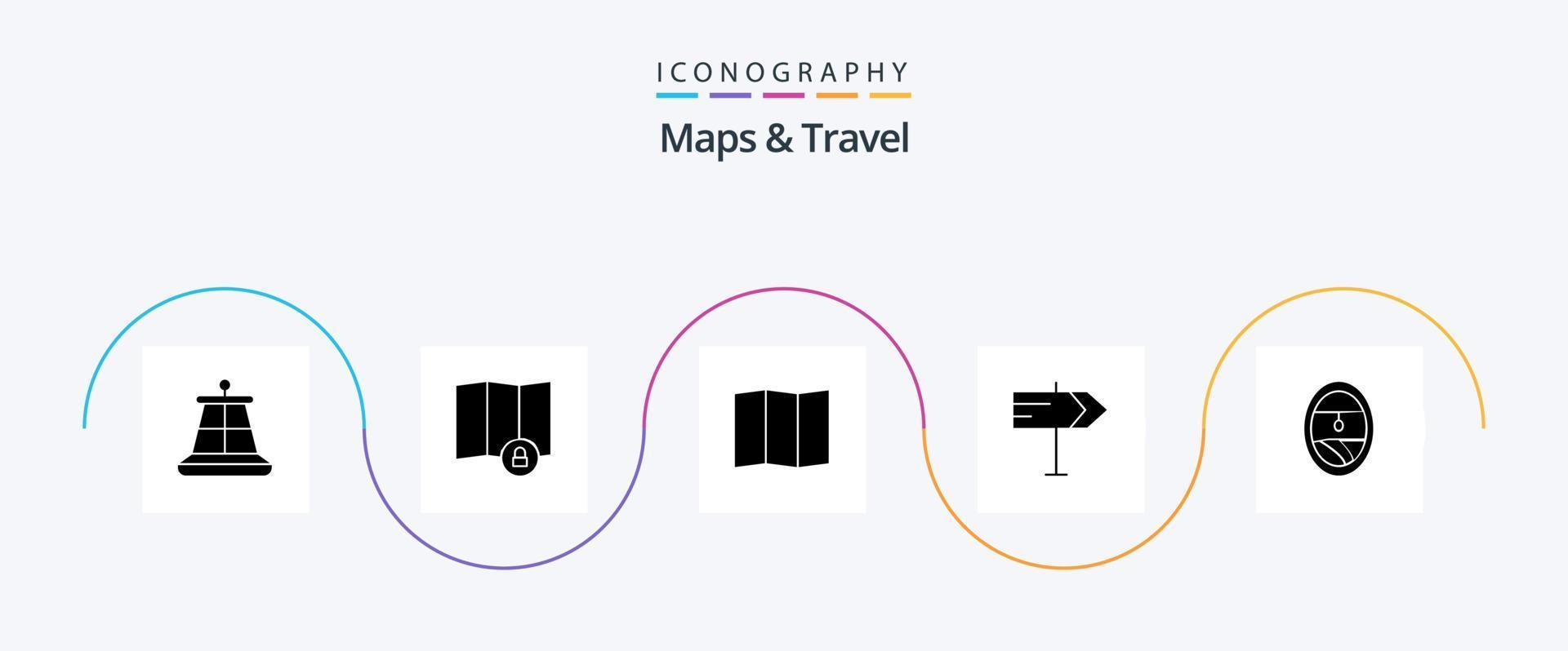 Maps and Travel Glyph 5 Icon Pack Including . direction. porthole vector