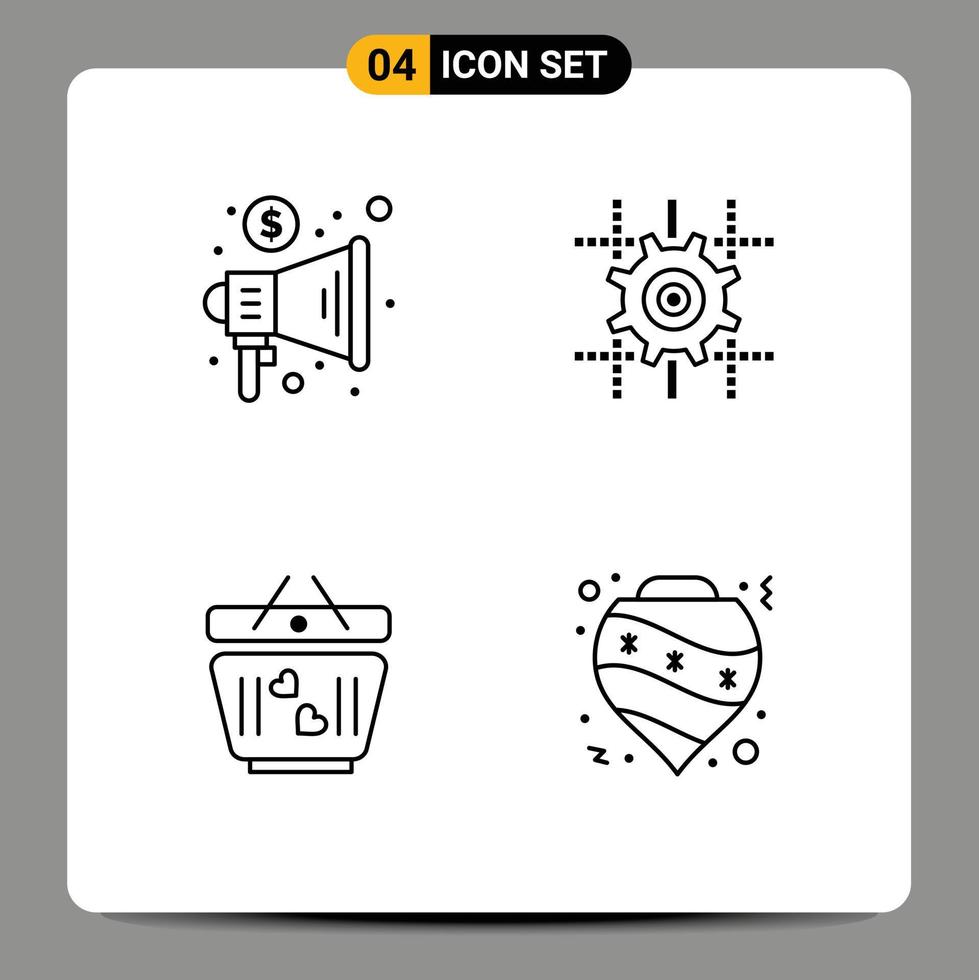 Stock Vector Icon Pack of 4 Line Signs and Symbols for advertising love trade computing wedding Editable Vector Design Elements