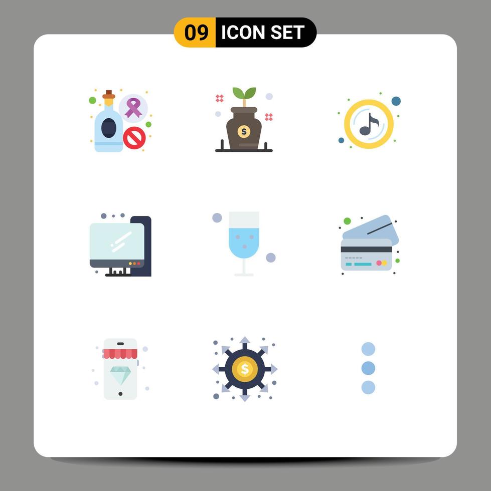 9 Creative Icons Modern Signs and Symbols of drinking cup music back to school computer Editable Vector Design Elements