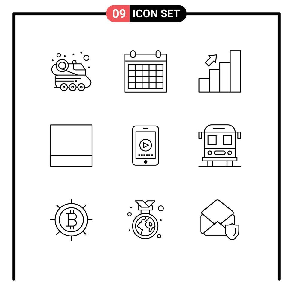 Group of 9 Outlines Signs and Symbols for cell layout date grid finance Editable Vector Design Elements