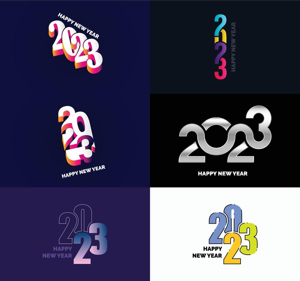 gran conjunto de 2023 feliz año nuevo diseño de texto de logotipo plantilla de diseño de número 2023 vector