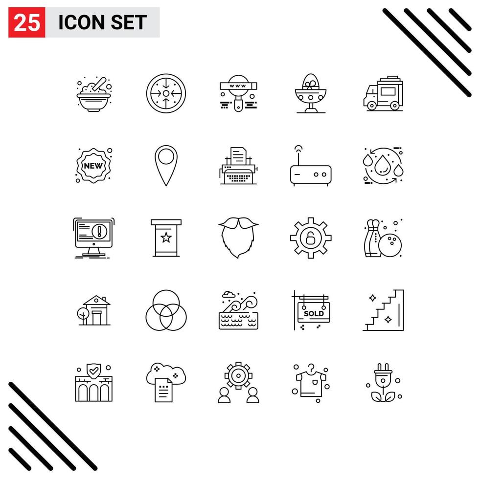 Set of 25 Vector Lines on Grid for egg boiled egg operation boiled search Editable Vector Design Elements