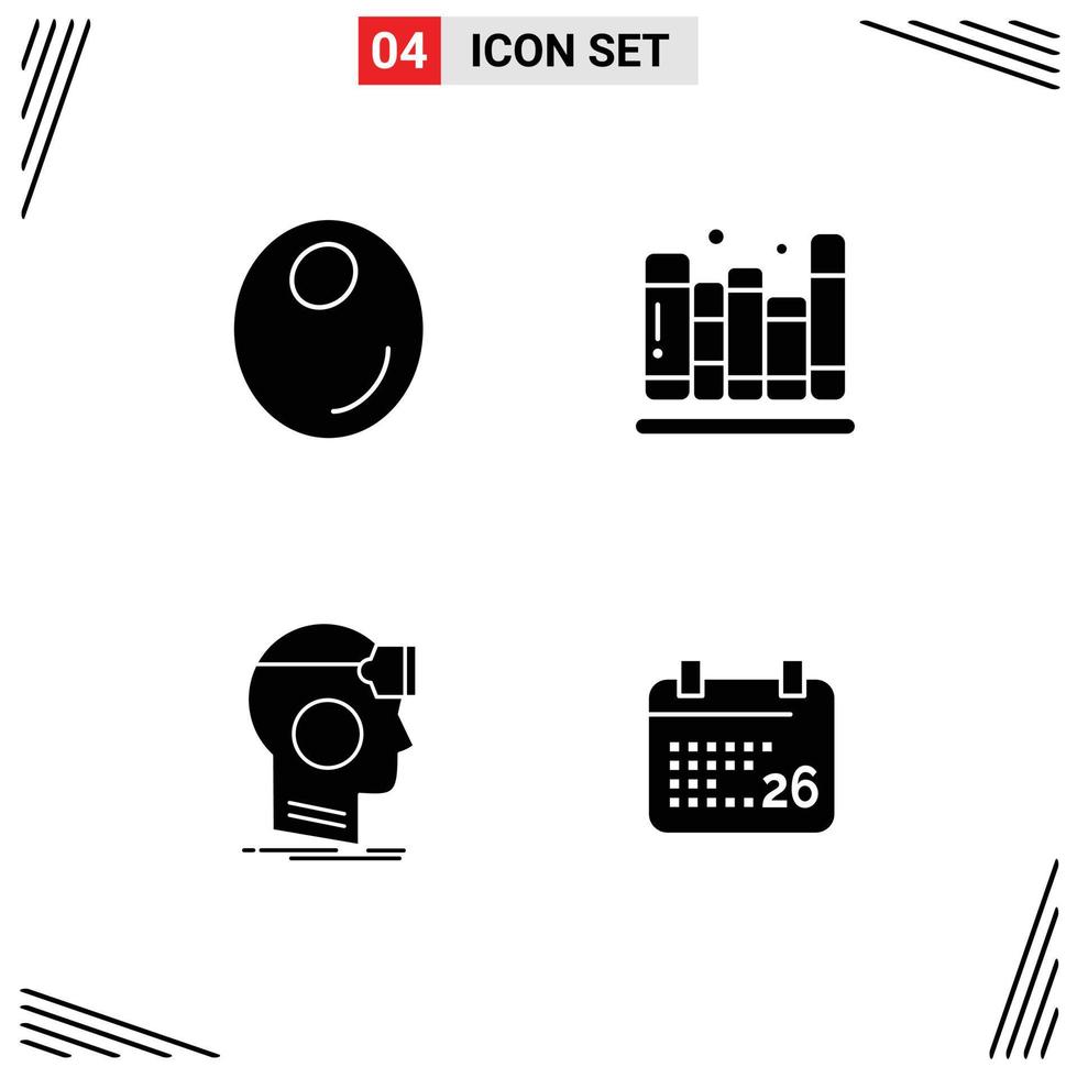 Set of 4 Modern UI Icons Symbols Signs for olive headset back to school library virtual Editable Vector Design Elements