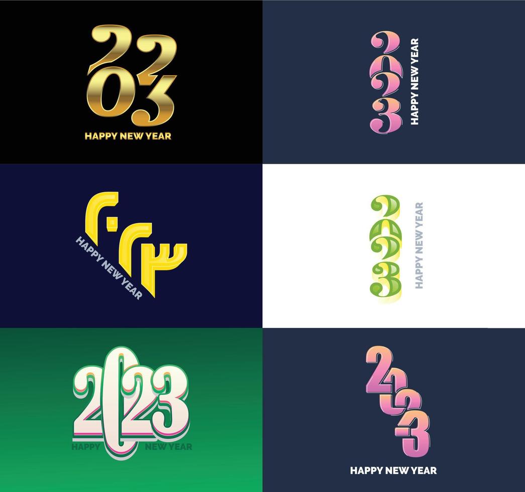 Big Collection of 2023 Happy New Year symbols Cover of business diary for 2023 with wishes vector