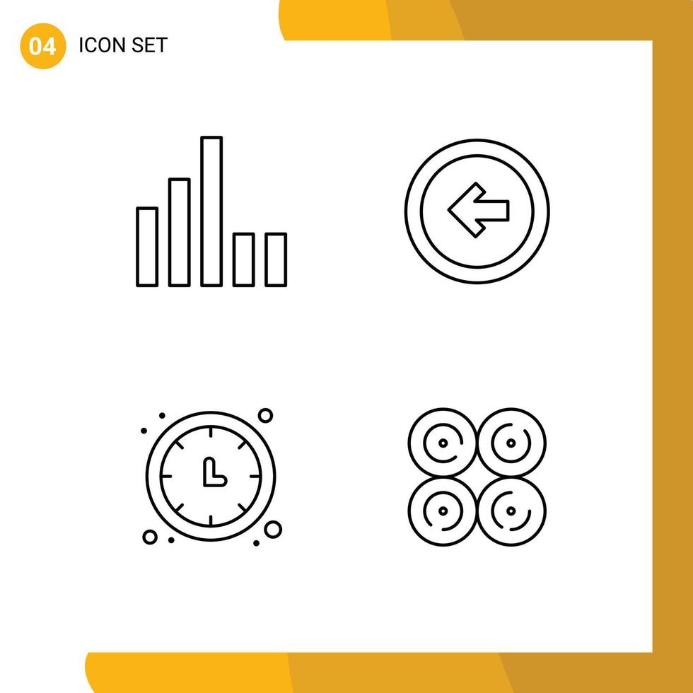 Line Pack of 4 Universal Symbols of connection time arrow user interface timer Editable Vector Design Elements