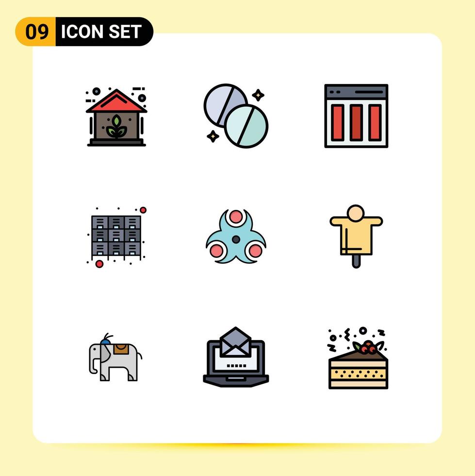 Set of 9 Modern UI Icons Symbols Signs for rack furniture columns drawer user Editable Vector Design Elements