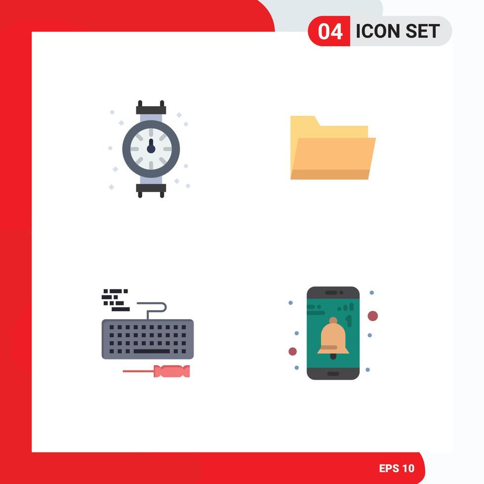 paquete de 4 iconos planos creativos de reparación de datos de plomería de teclado de calibre elementos de diseño de vectores editables