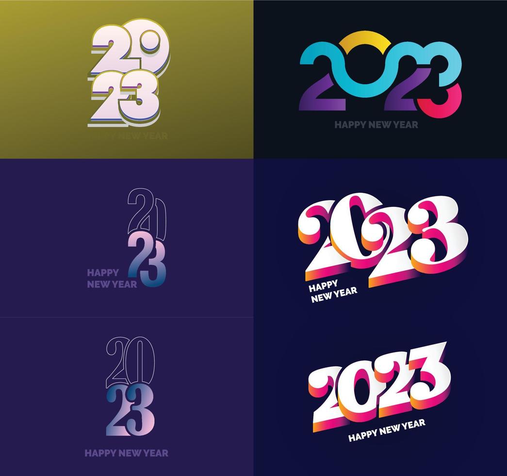 gran conjunto de 2023 feliz año nuevo diseño de texto de logotipo plantilla de diseño de número 2023 vector