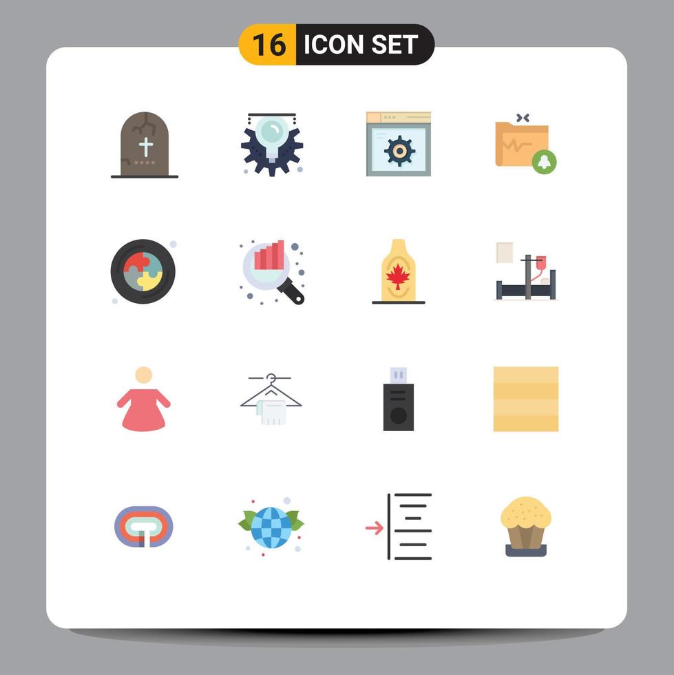 Pictogram Set of 16 Simple Flat Colors of cd gdpr process folder internet Editable Pack of Creative Vector Design Elements