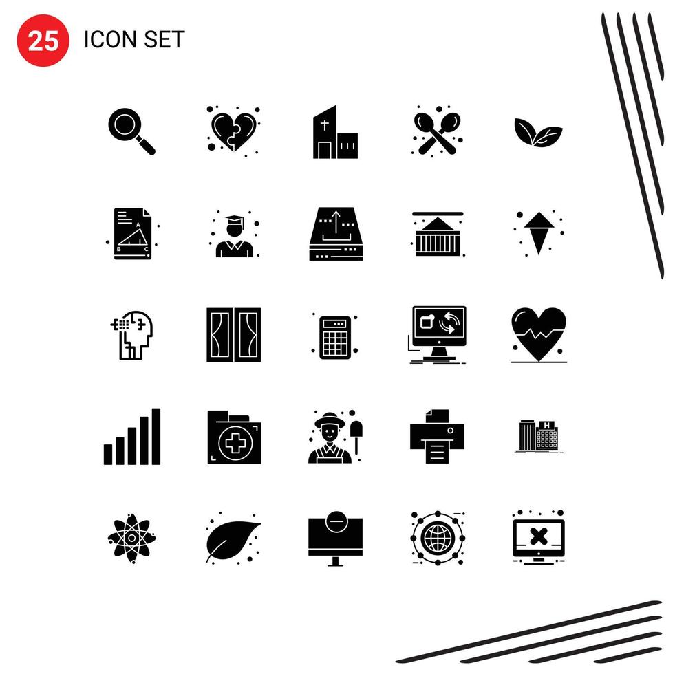 Universal Icon Symbols Group of 25 Modern Solid Glyphs of utensils shop building fork monastery Editable Vector Design Elements