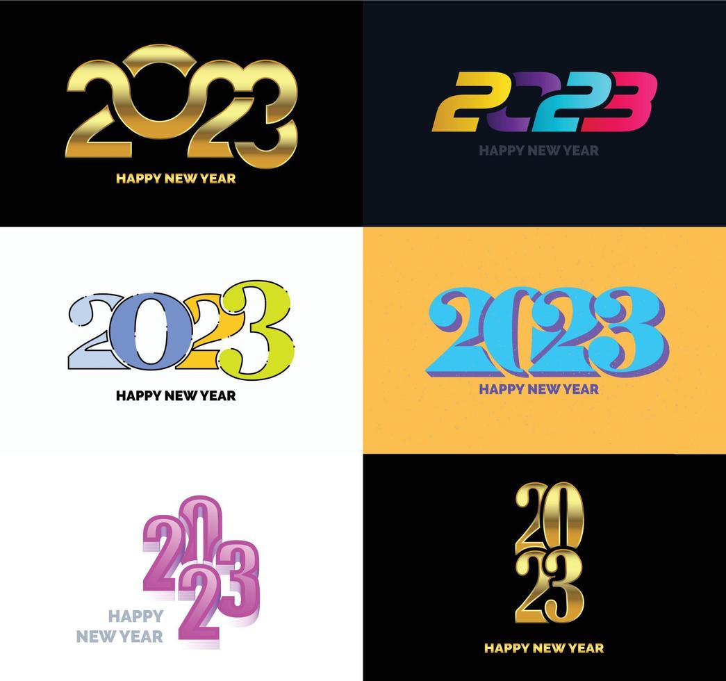 Big Set of 2023 Happy New Year logo text design 2023 number design template vector