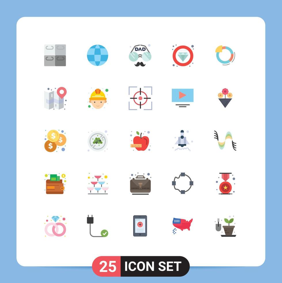 Universal Icon Symbols Group of 25 Modern Flat Colors of pie graph face service premium Editable Vector Design Elements