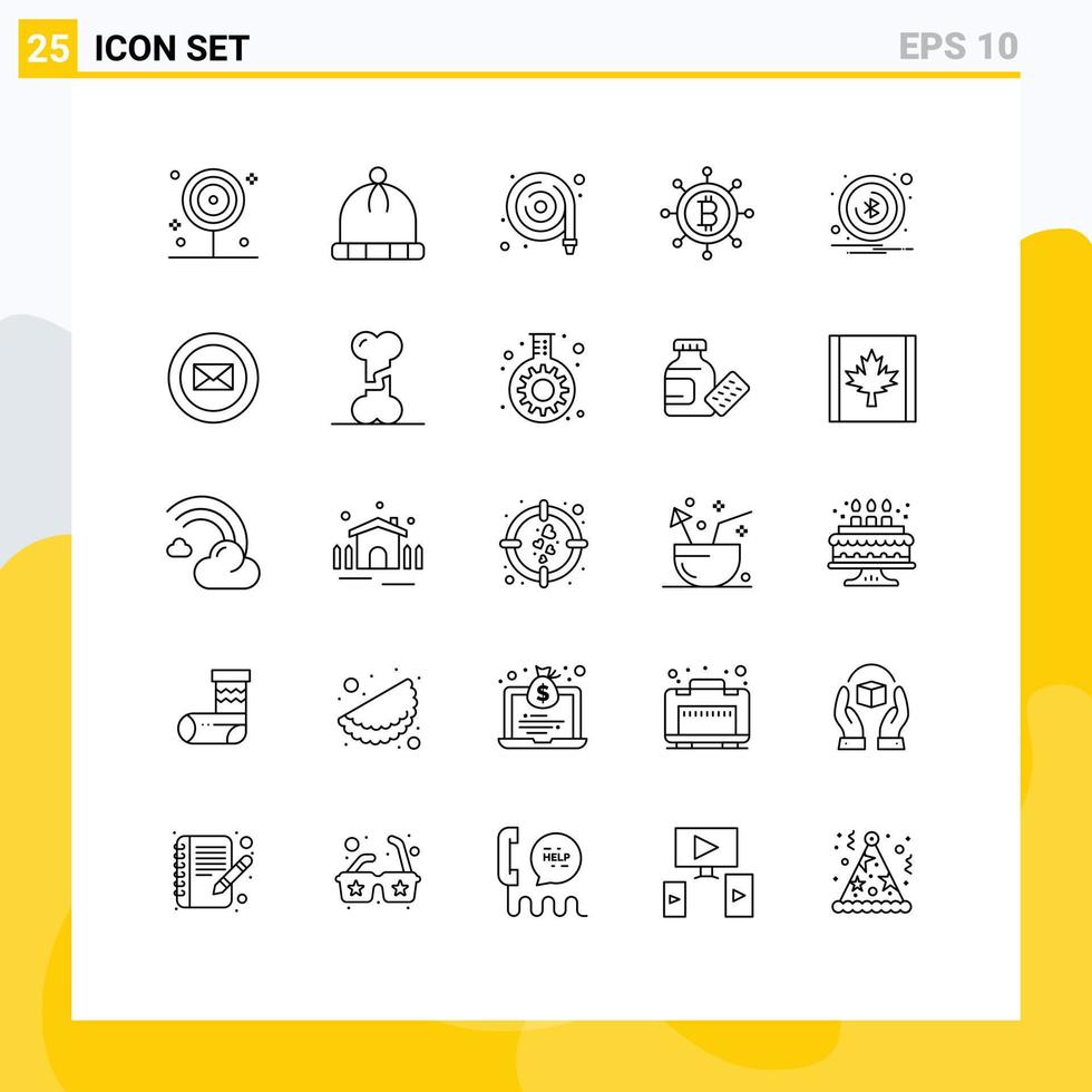 User Interface Pack of 25 Basic Lines of business notification hose attention money Editable Vector Design Elements