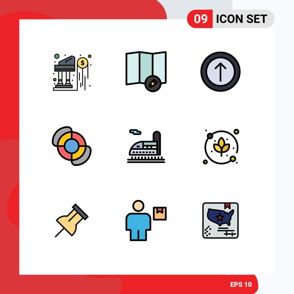 Set of 9 Modern UI Icons Symbols Signs for agriculture leaf ui tunnel train Editable Vector Design Elements