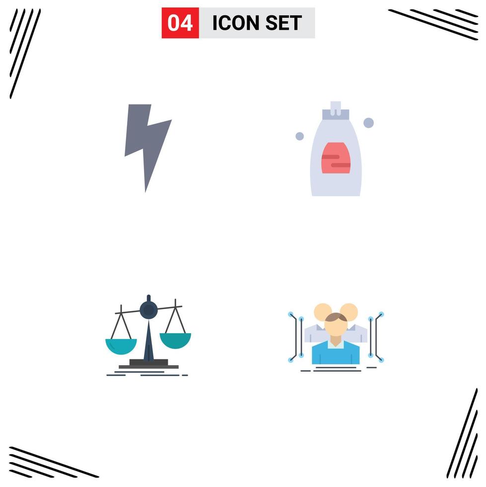 User Interface Pack of 4 Basic Flat Icons of power loss bathroom soap anthropometry Editable Vector Design Elements