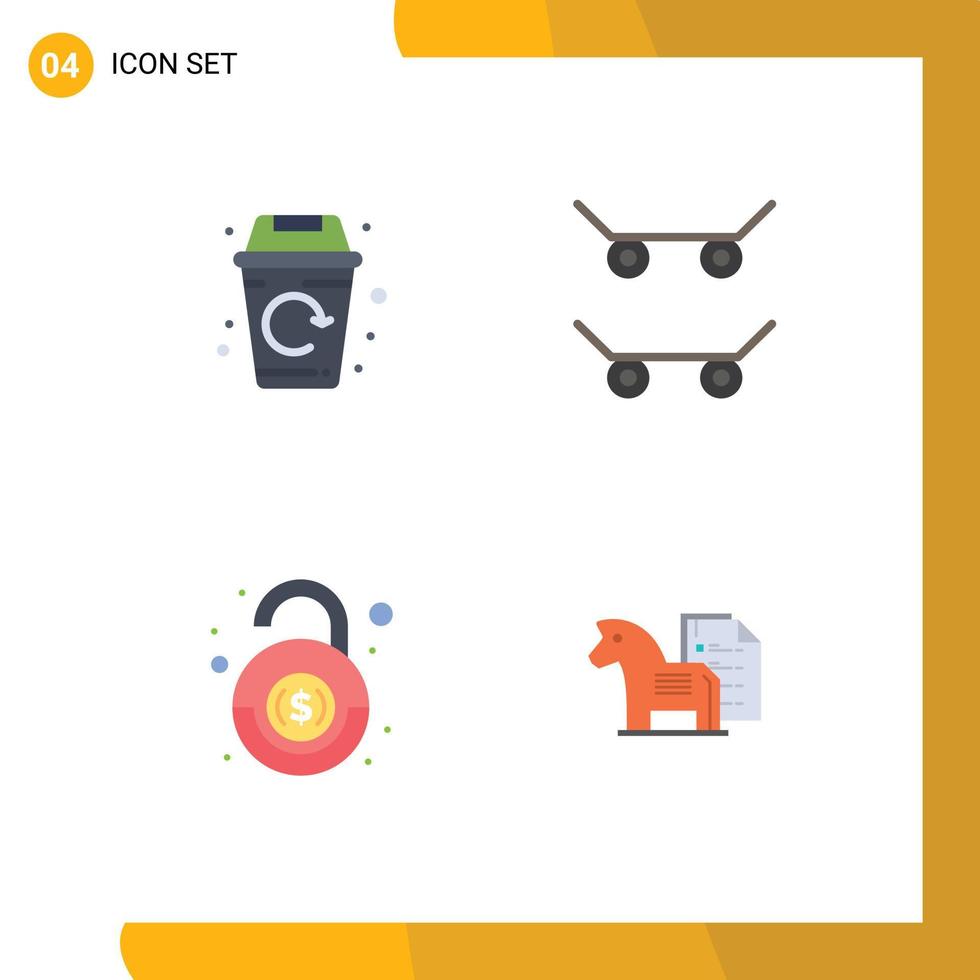 Mobile Interface Flat Icon Set of 4 Pictograms of city security been bank advantage Editable Vector Design Elements