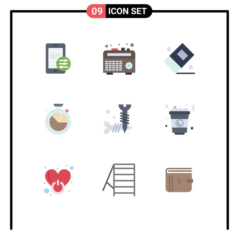 Set of 9 Vector Flat Colors on Grid for soda hardware stationary diy data scince Editable Vector Design Elements
