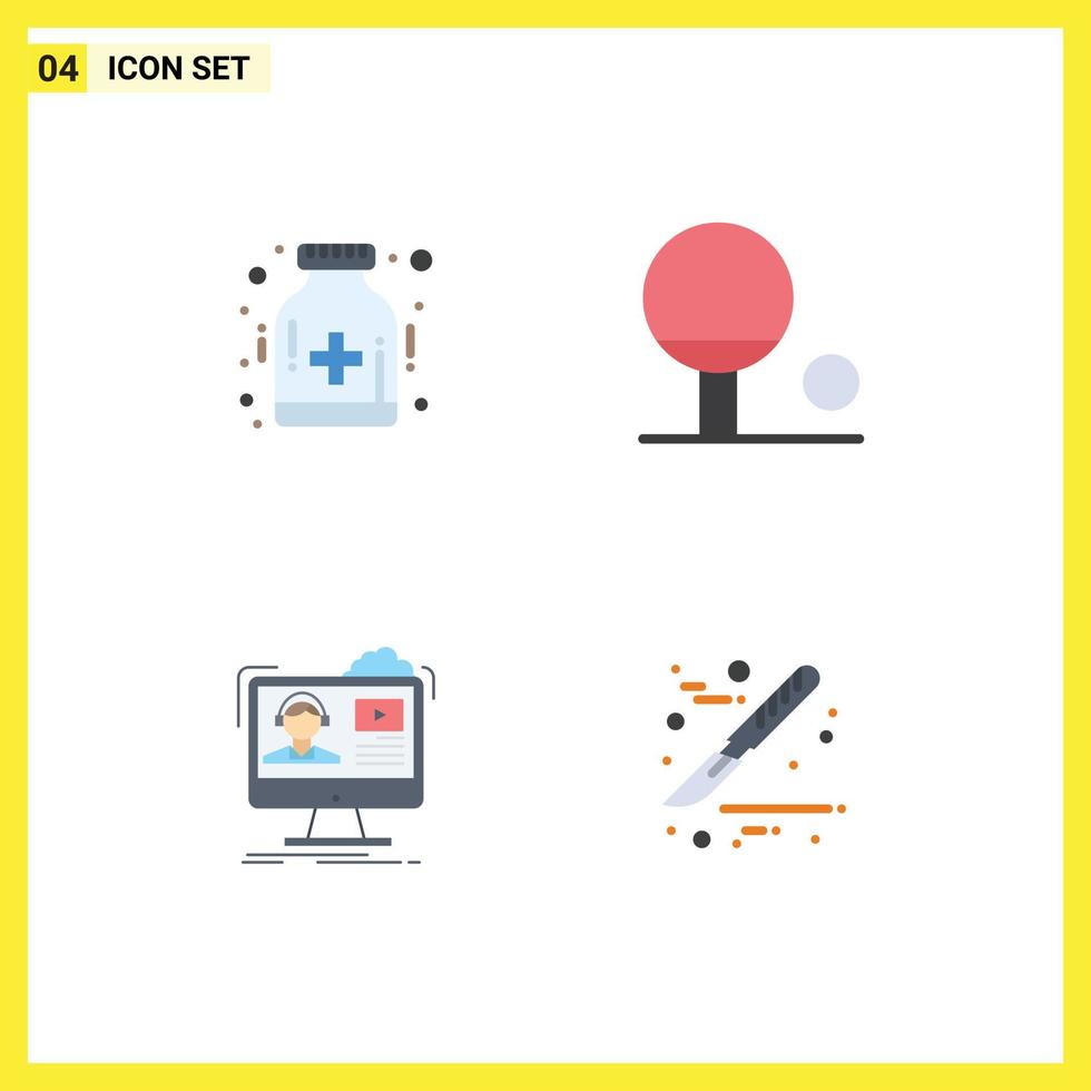Pack of 4 creative Flat Icons of care online hospital tutorials medical Editable Vector Design Elements