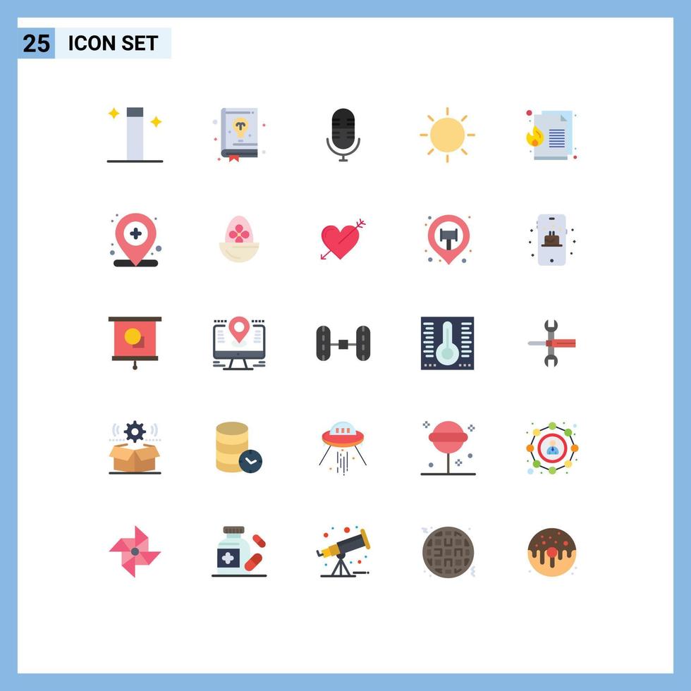 Group of 25 Modern Flat Colors Set for fire data mic tool layout Editable Vector Design Elements