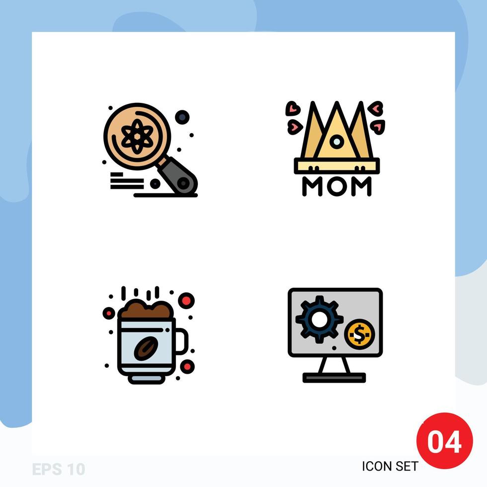 4 Creative Icons Modern Signs and Symbols of computer woman science love break Editable Vector Design Elements