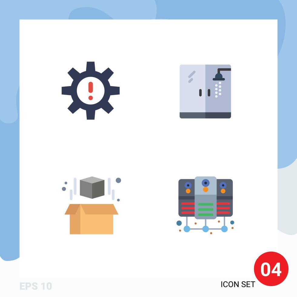 Mobile Interface Flat Icon Set of 4 Pictograms of hr model resources plumbing database server Editable Vector Design Elements