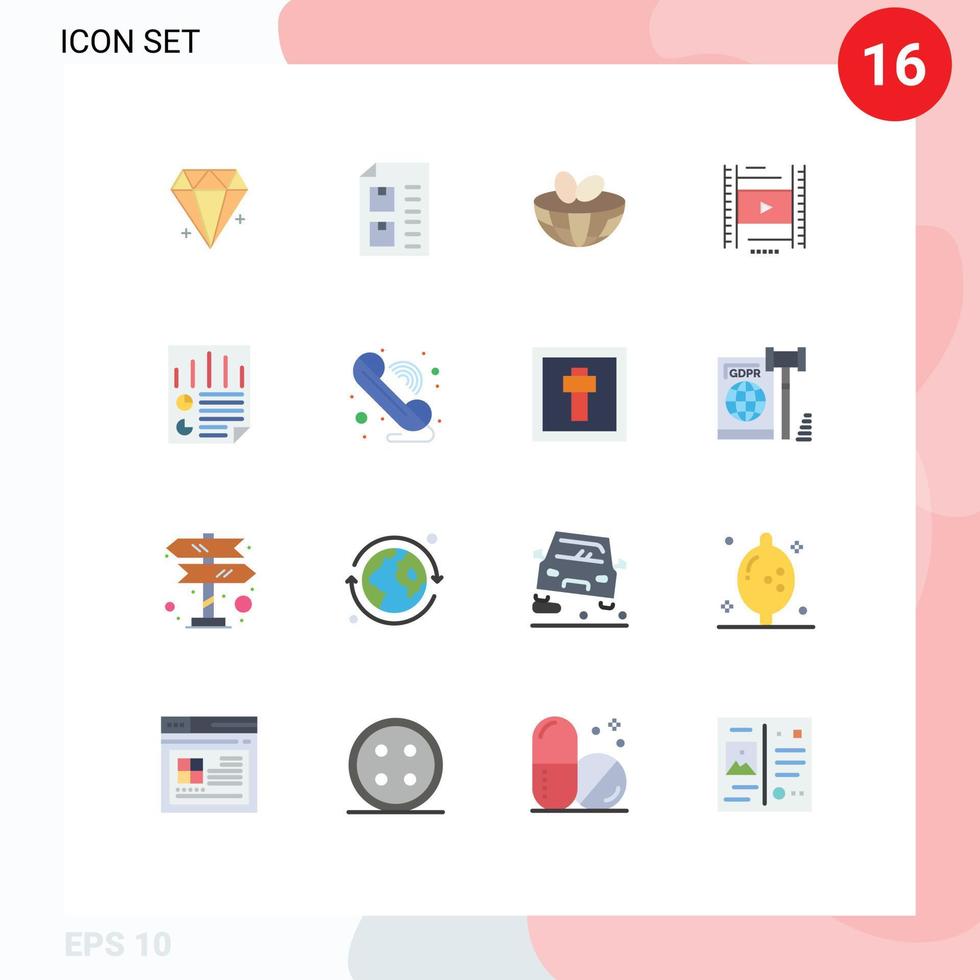 16 Universal Flat Colors Set for Web and Mobile Applications data filam paper lession spring Editable Pack of Creative Vector Design Elements