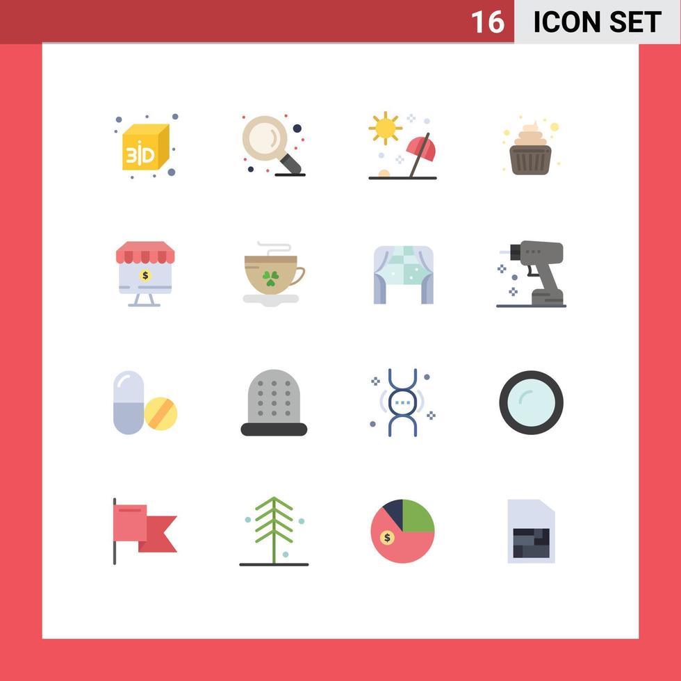Group of 16 Modern Flat Colors Set for e online summer shop family Editable Pack of Creative Vector Design Elements