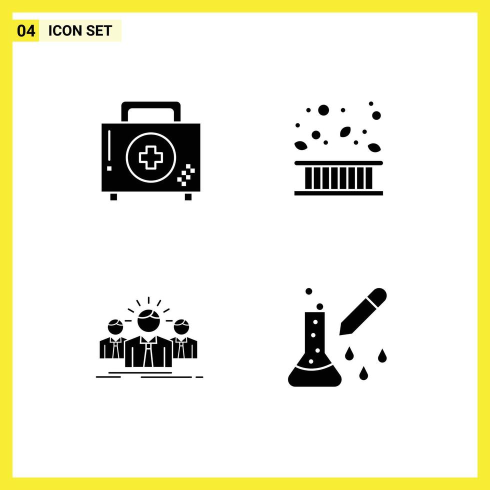 Stock Vector Icon Pack of 4 Line Signs and Symbols for aid leaf first border career Editable Vector Design Elements