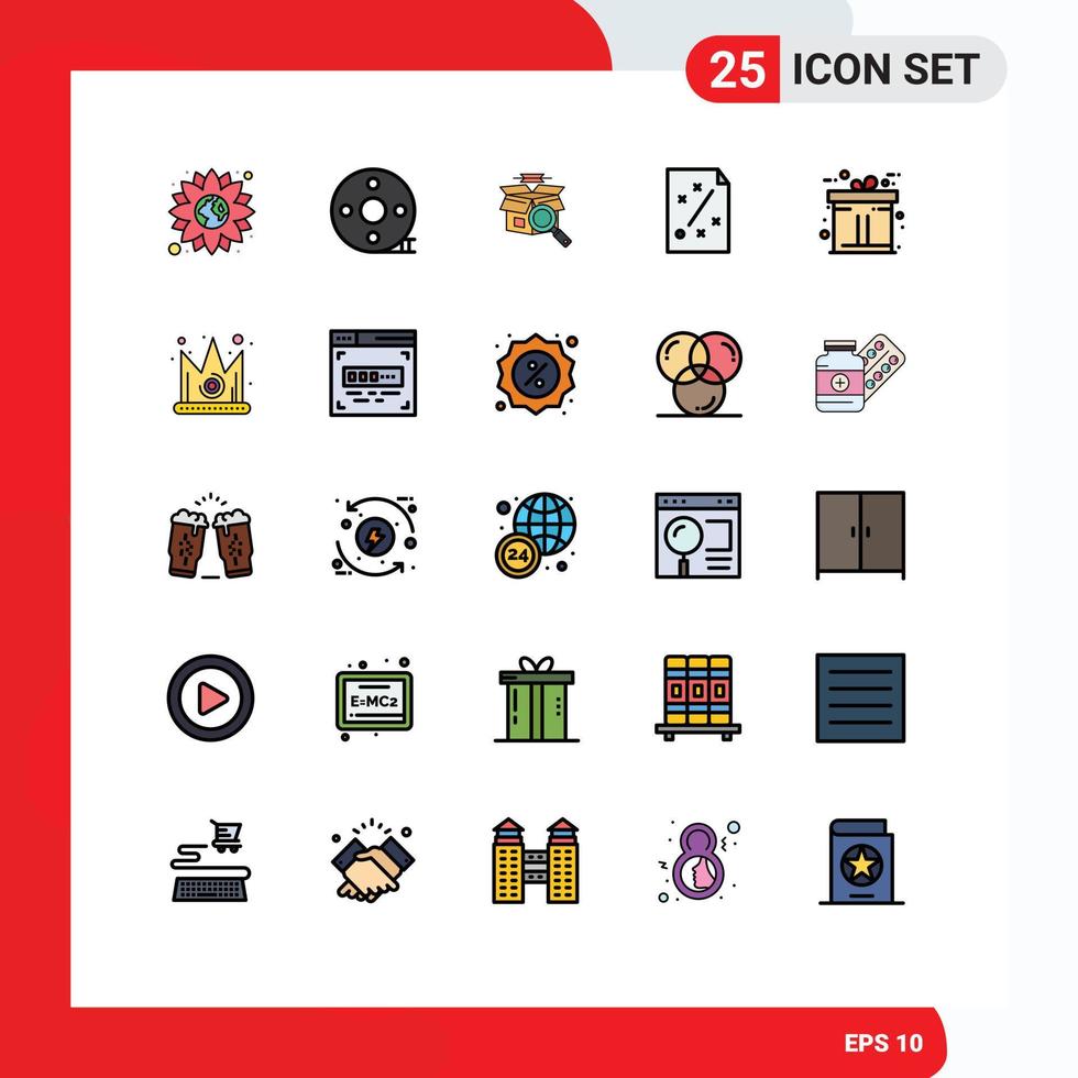 conjunto de 25 iconos modernos de la interfaz de usuario signos de símbolos para el plan de estrategia ideas cinematográficas e compras elementos de diseño vectorial editables vector