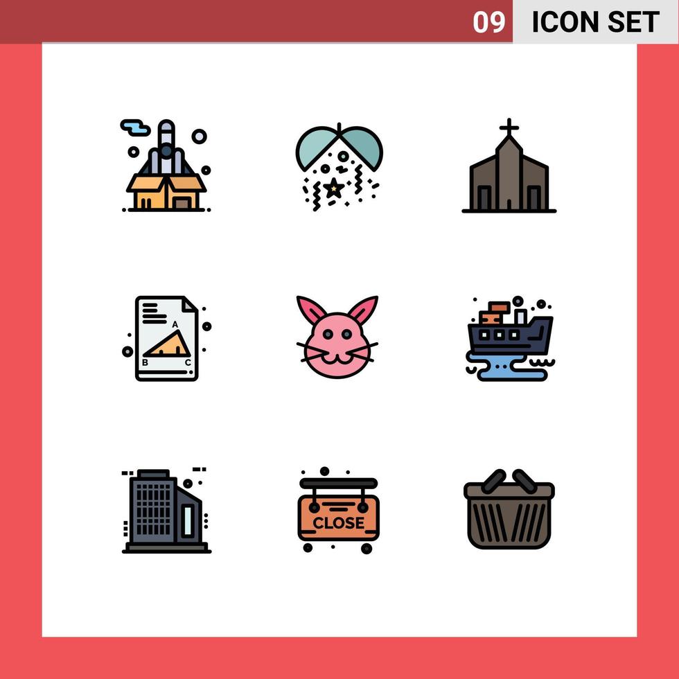 paquete de iconos de vector de stock de 9 signos y símbolos de línea para el papel de examen cristiano de conejito de pascua elementos de diseño de vector editables de regreso a la escuela