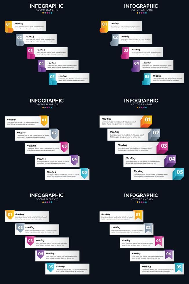 Elevate your business presentation with six vector infographics