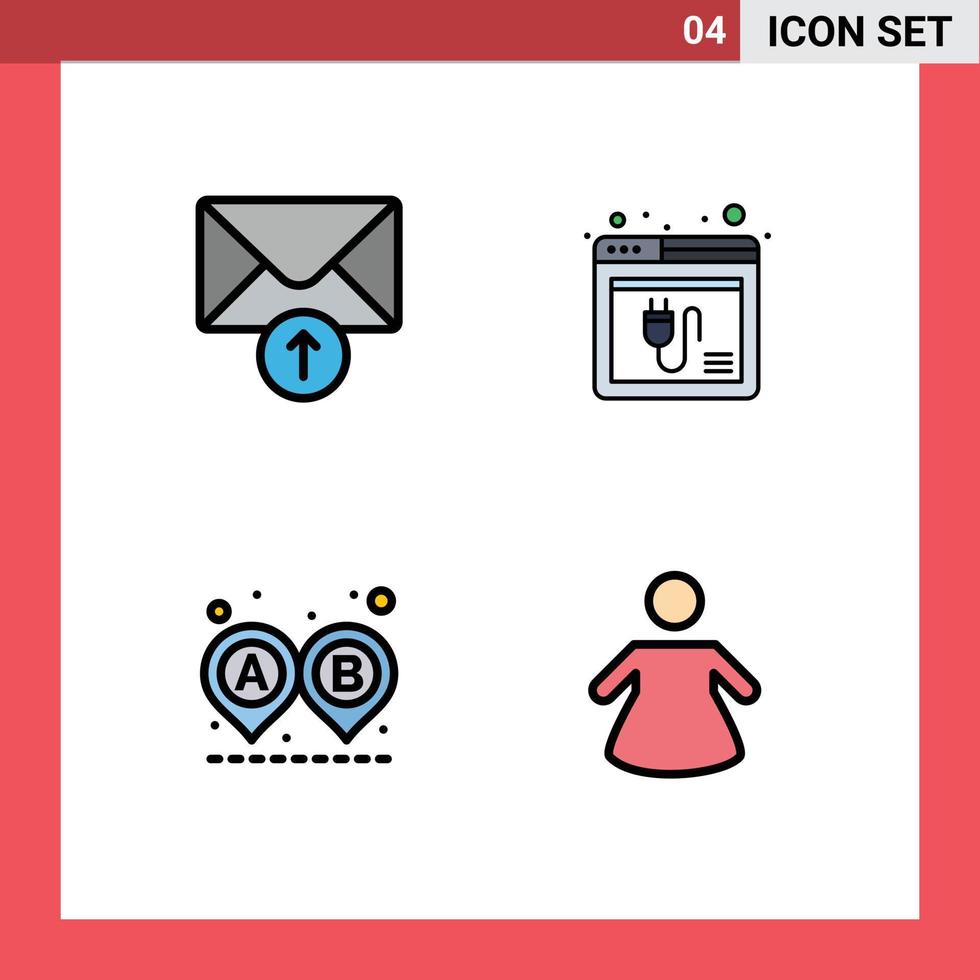 4 iconos creativos signos y símbolos modernos del navegador de carretera de correo elementos de diseño de vector editables de paseo web