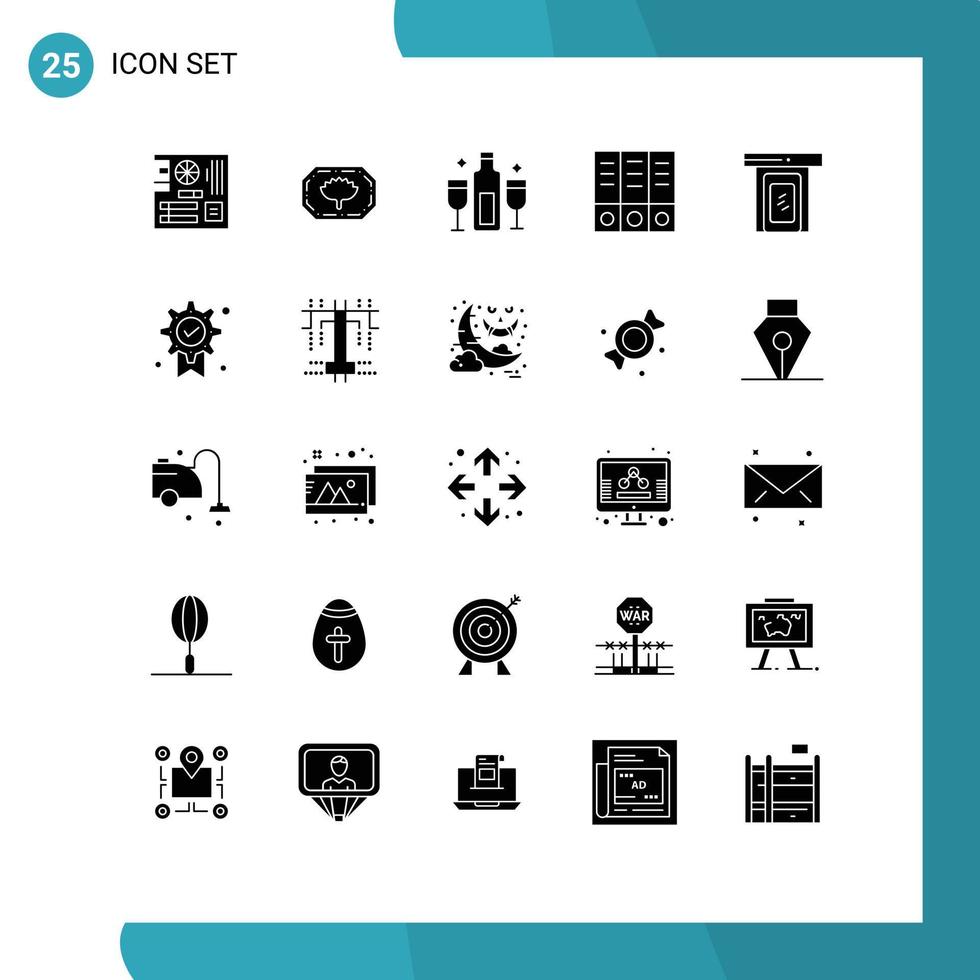 Universal Icon Symbols Group of 25 Modern Solid Glyphs of cloud documents alcohol binder drinks Editable Vector Design Elements