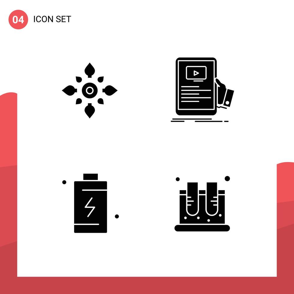 Modern Set of 4 Solid Glyphs and symbols such as celebrate seminar diwali forum battery Editable Vector Design Elements