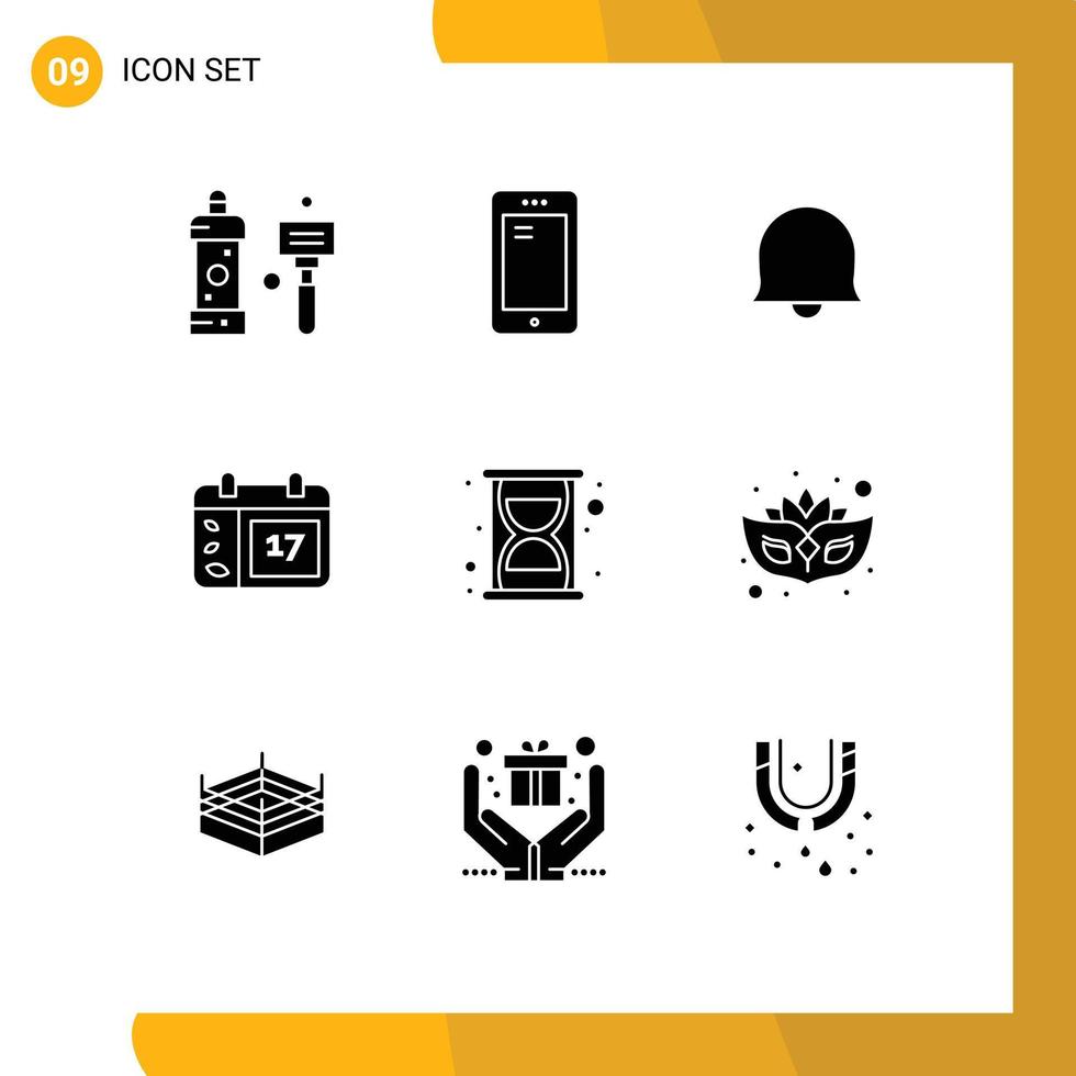 Group of 9 Solid Glyphs Signs and Symbols for efficiency date huawei day twitter Editable Vector Design Elements