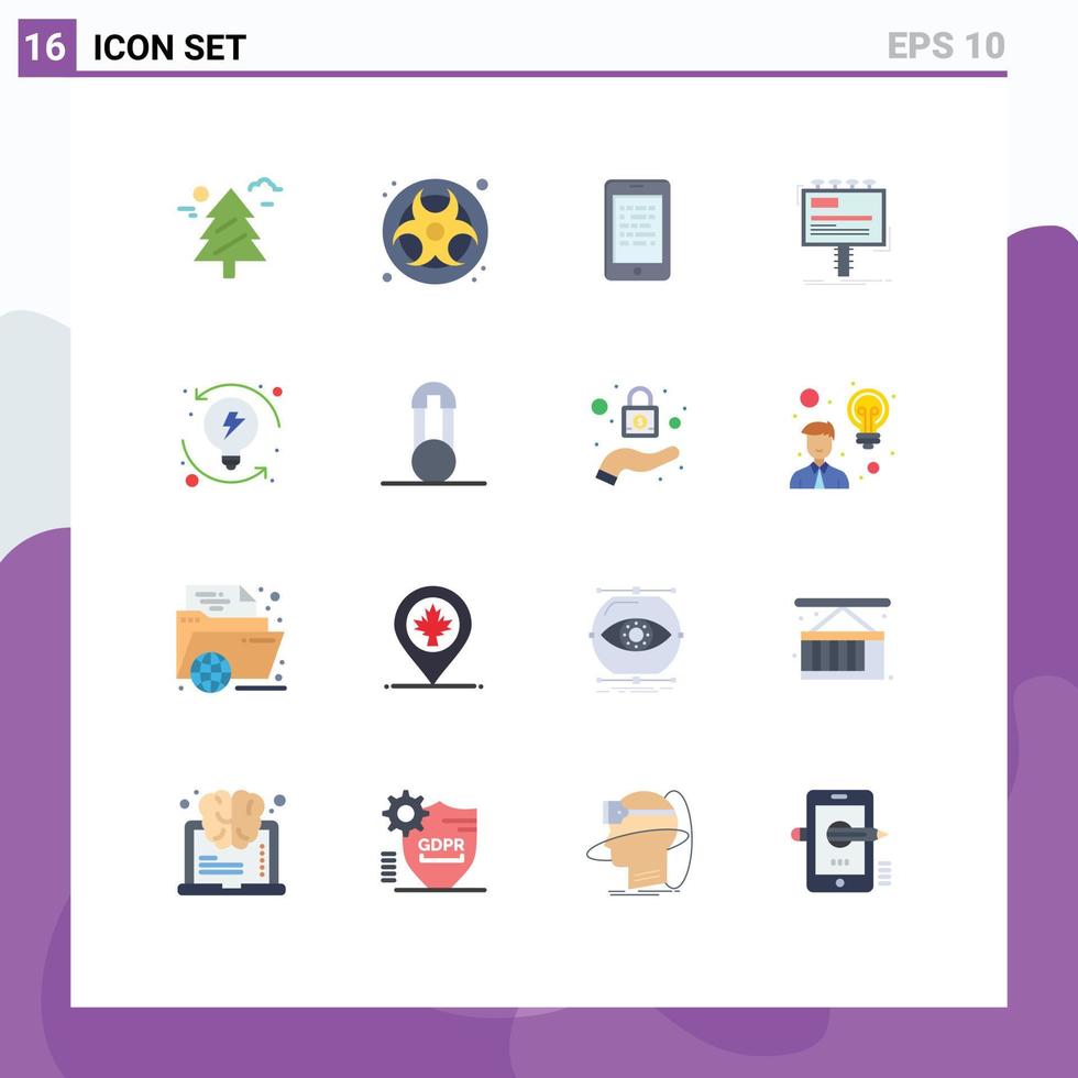 Universal Icon Symbols Group of 16 Modern Flat Colors of promo advertising mobile advertisement elearning Editable Pack of Creative Vector Design Elements
