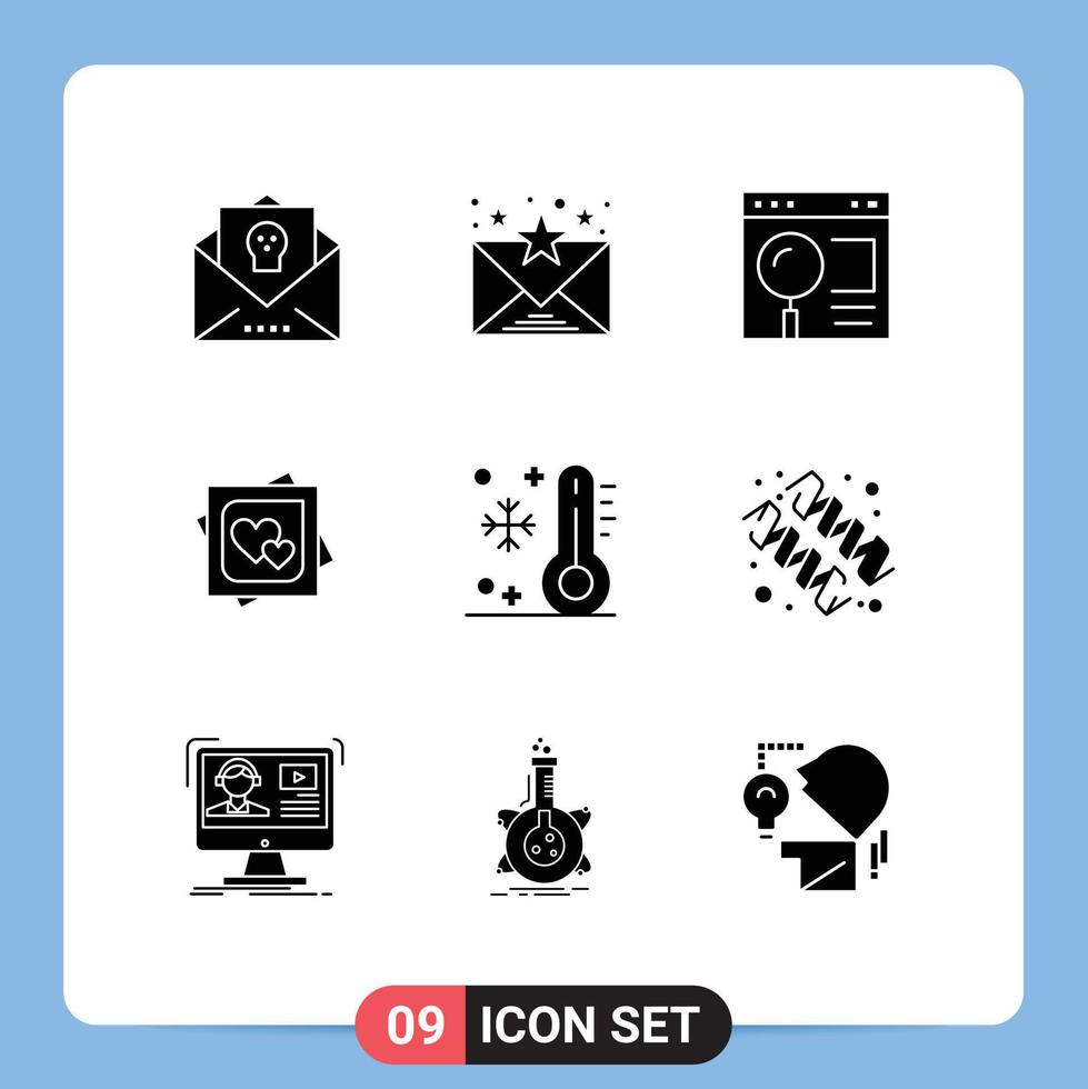 9 User Interface Solid Glyph Pack of modern Signs and Symbols of proposal love browser heart web Editable Vector Design Elements