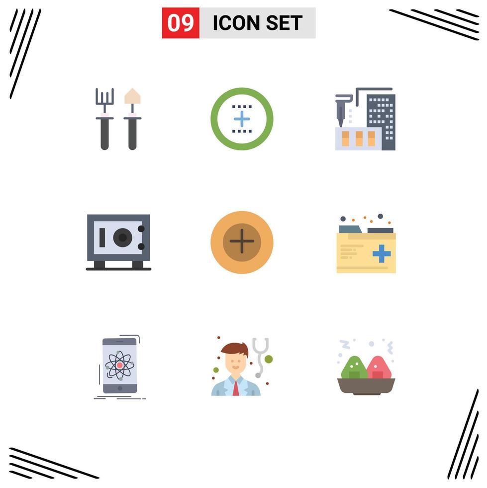 9 Universal Flat Colors Set for Web and Mobile Applications more safe round money home Editable Vector Design Elements