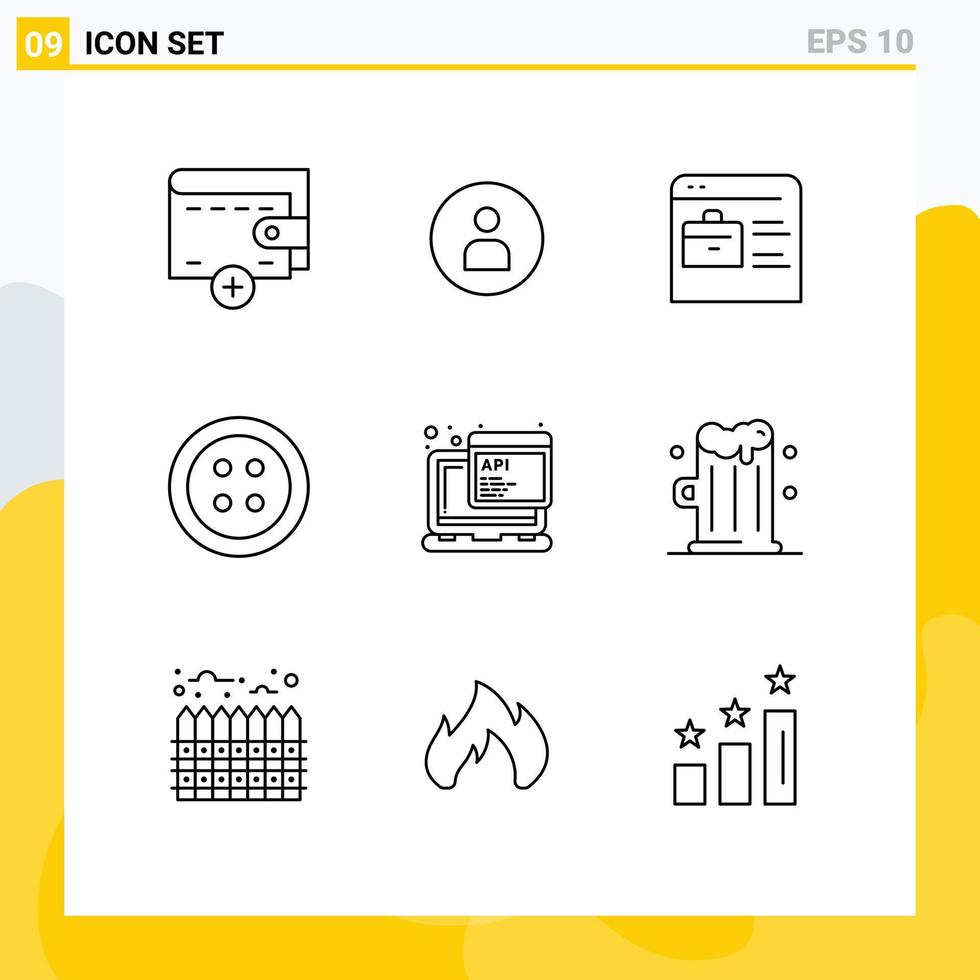 Group of 9 Modern Outlines Set for programming javascript find job api ...