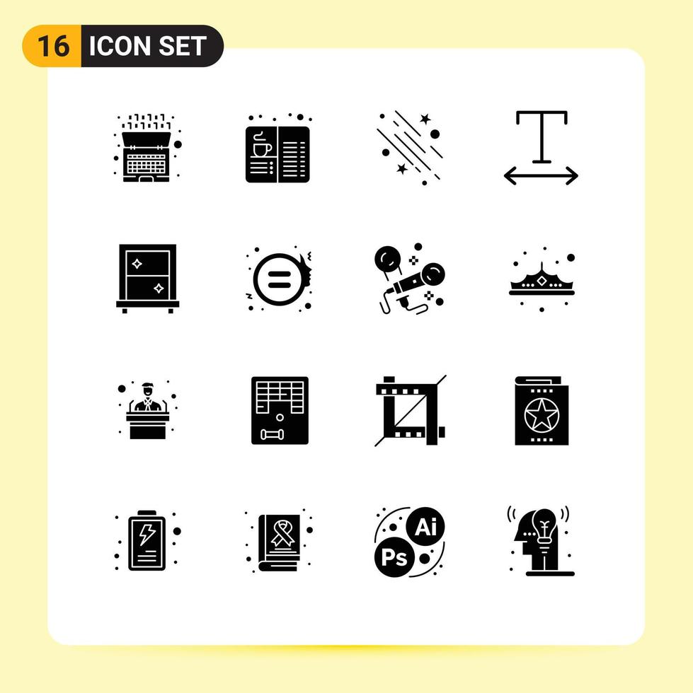 16 Creative Icons Modern Signs and Symbols of dressing tracking food font space Editable Vector Design Elements