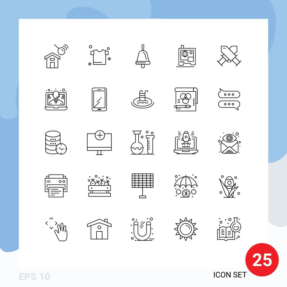 Universal Icon Symbols Group of 25 Modern Lines of conference badge education award scanner Editable Vector Design Elements