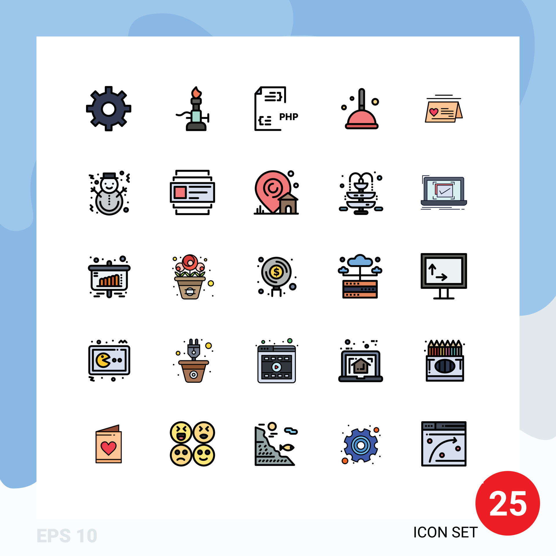 25 Filled line Flat Color concept for Websites Mobile and Apps calendar