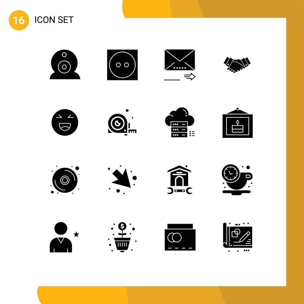 User Interface Pack of 16 Basic Solid Glyphs of emoji partner forward business deal Editable Vector Design Elements